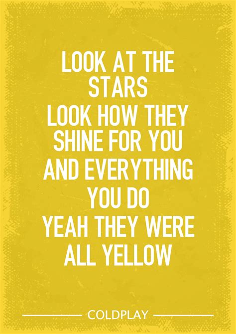 Coldplay Yellow lyrics art print | Etsy