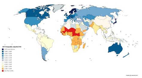 Inequality-adjusted HDI (Human Development Index), 2019 report : r/MapPorn