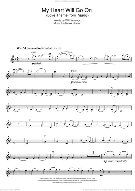 Dion - My Heart Will Go On (Love Theme from Titanic) sheet music for violin solo v2