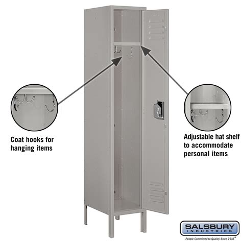 Standard Metal Locker - Single Tier - 1 Wide - 5 Feet High - 15 Inches ...