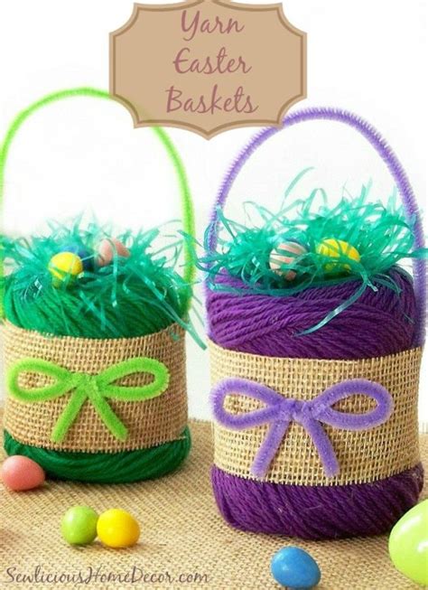 DIY Yarn Easter Baskets Craft Room Decor