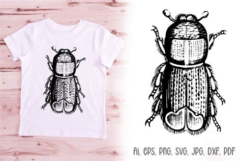 Beetle Logo Illustration Black and White by Squeeb Creative