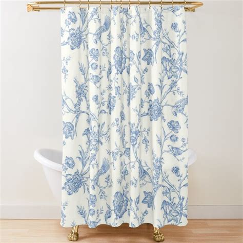 Blue Bird Toile Shower Curtain by Kristina Sale in 2021 | Luxury shower curtain, Curtains ...