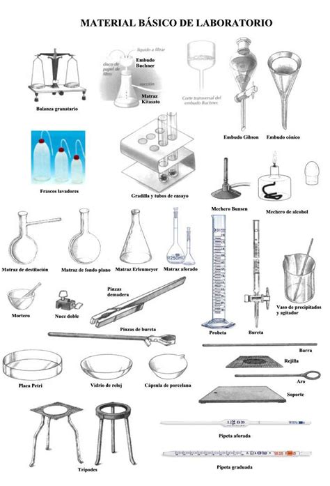 Material básico de laboratorio de química