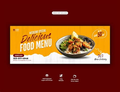 Free PSD | Food menu and restaurant facebook cover template