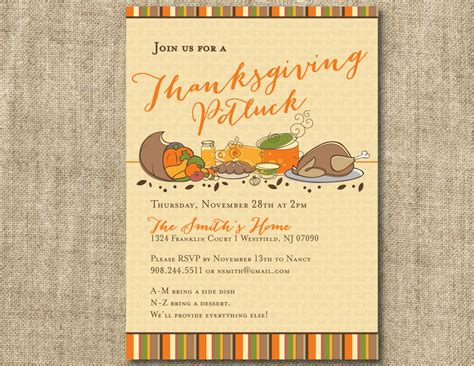 Thanksgiving Potluck Invitation