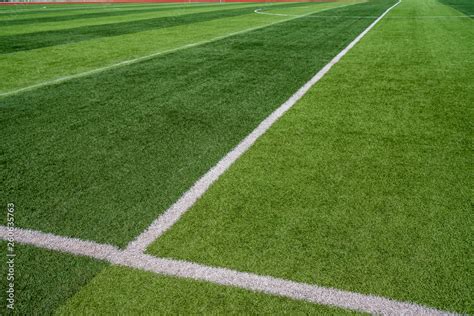 beautiful pattern of fresh green grass for football sport, football ...