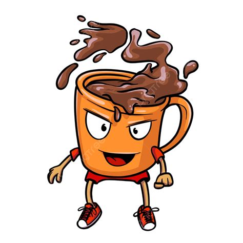 Mascot Coffee Cup Character Illustration, Spilled Coffee, Coffee ...