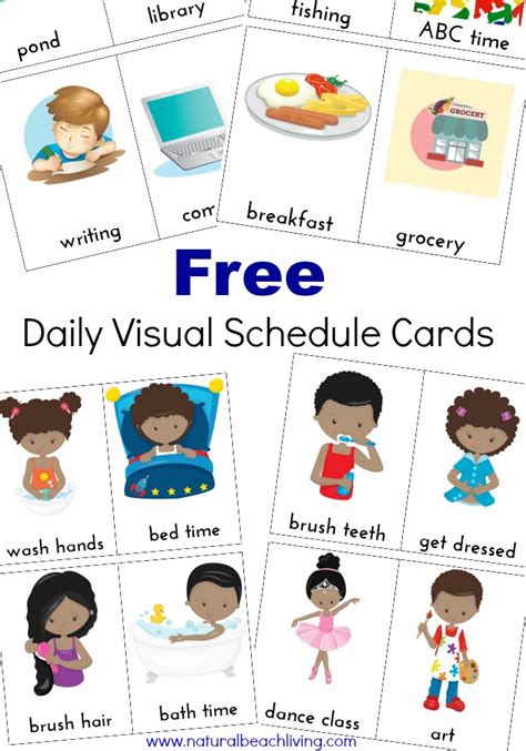 Extra Daily Visual Schedule Cards Free Printables - Natural Beach Living