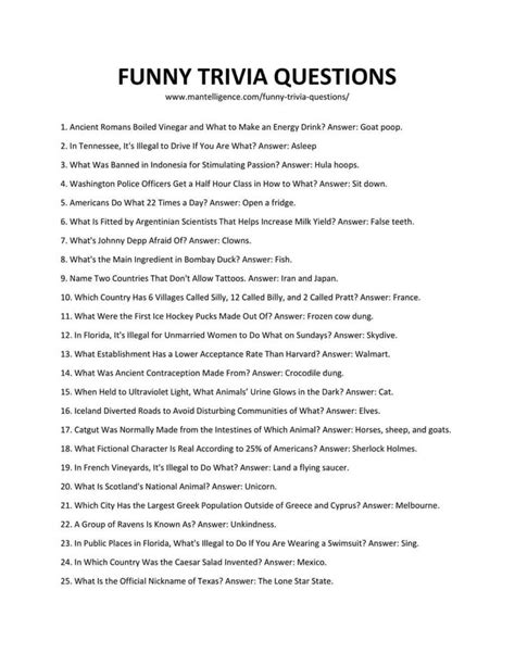 202 Really Funny Trivia Questions & Answers (Easy to Hard) | Funny trivia questions, Fun trivia ...