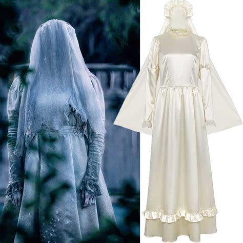 The Curse of La Llorona Women Halloween Cosplay Costume Long Dress Veils-Takerlama