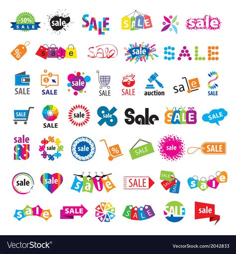 Biggest collection of logos sale Royalty Free Vector Image