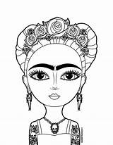 Frida Kahlo Coloring Pages Self Portrait Khalo Adult Adults Cezanne  sketch template