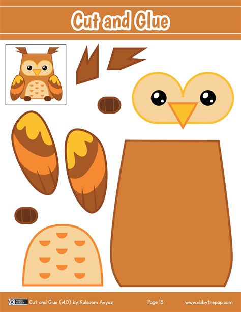 Cut and Glue owl preschool printable | Free Printable Papercraft Templates