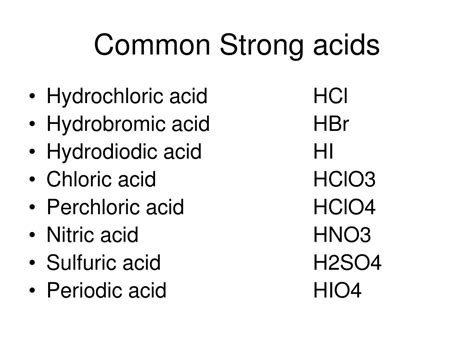 PPT - Common Strong acids PowerPoint Presentation, free download - ID:4763569