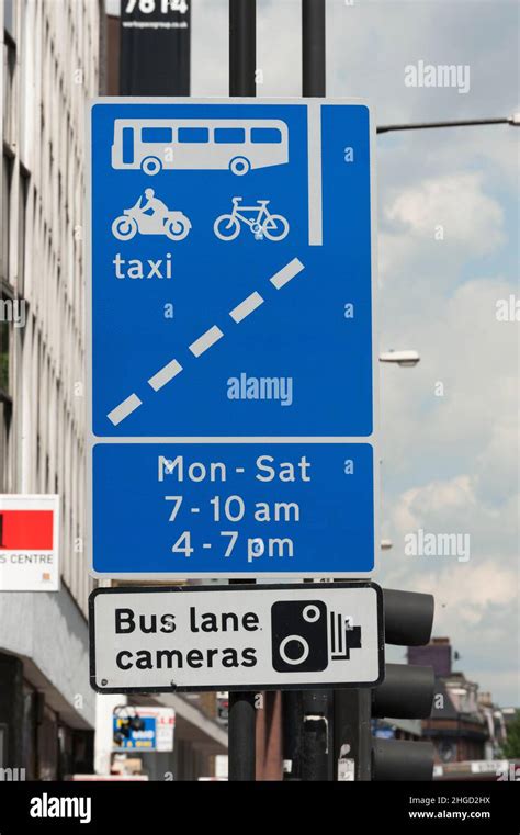 Bus taxi cyles lane sign hi-res stock photography and images - Alamy