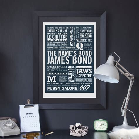 UPDATED James Bond Print Now Includes no Time to Die, James Bond Print ...