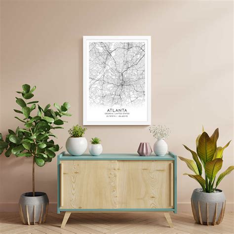 Atlanta Georgia Map Poster, Modern Home Decor Wall Art Print - Custom ...