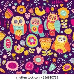 Happy Birthday Card Owls Stock Vector (Royalty Free) 136910561 | Shutterstock