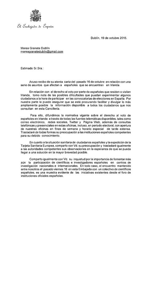 Carta Para La Embajada