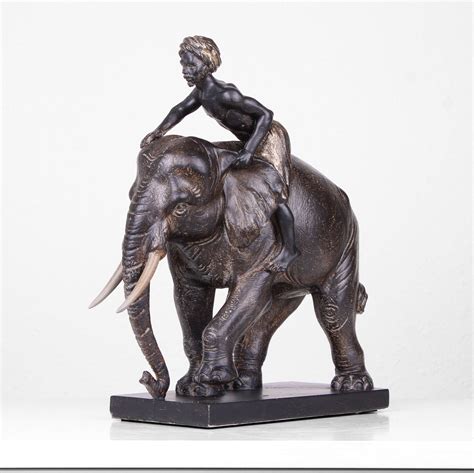 Elephant Statue with Rider (Resin Sculpture) gift modern home decor ...