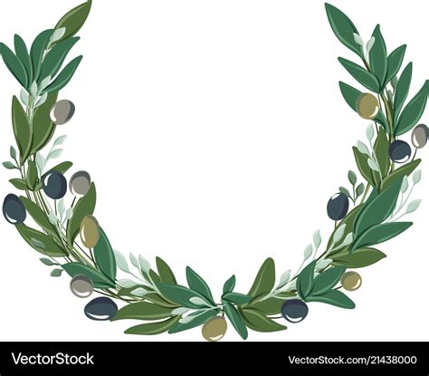 Round wreath with olive leaves and olives Vector Image