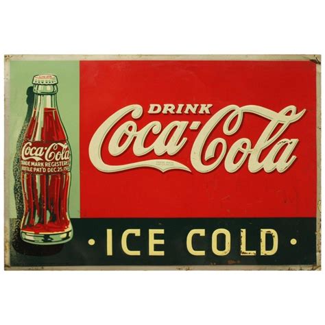 1937 Vintage Coca Cola "Ice Cold" Advertising Tin Sign For Sale at 1stdibs