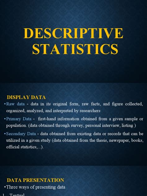 Descriptive Statistics 1 | PDF | Chart | Pie Chart