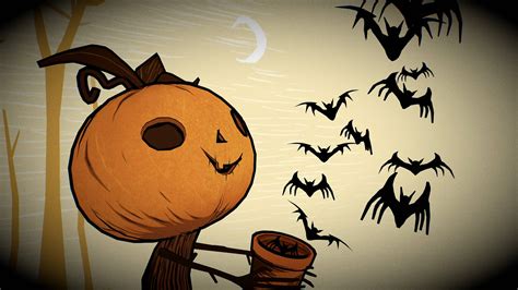 Download A Cartoon Pumpkin With Bats Flying Around It Wallpaper | Wallpapers.com