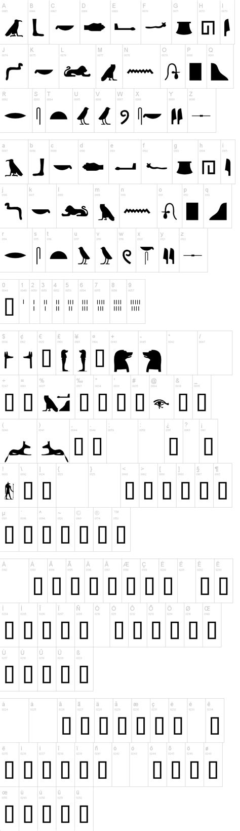 Egyptian Hieroglyphs Silhouette Font | dafont.com