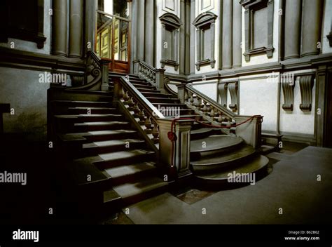 Staircase by Michelangelo Buonarroti, Laurentian Library, Biblioteca ...