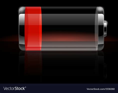 Glossy transparent battery icon red Royalty Free Vector