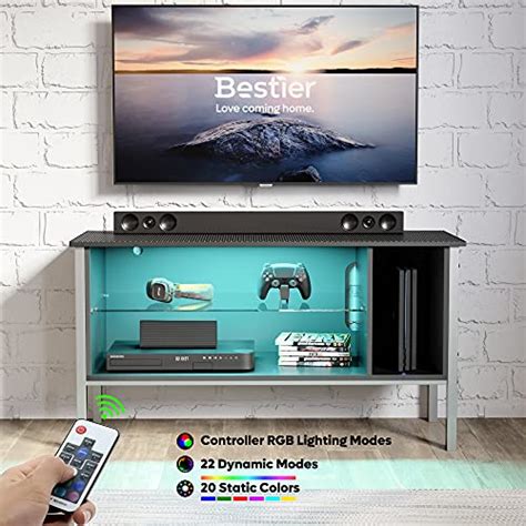 Bestier TV Stand for 50 inch TV, Gaming Entertainment Center with LED ...
