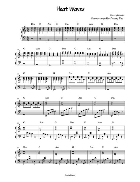 Heat Waves – Glass Animals Sheet music for Piano (Solo) | Musescore.com