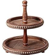 Amazon.com: 2 Tiered Tray, Wooden Beaded Tier Trays Stand for Farmhouse Table Decor, Layered ...