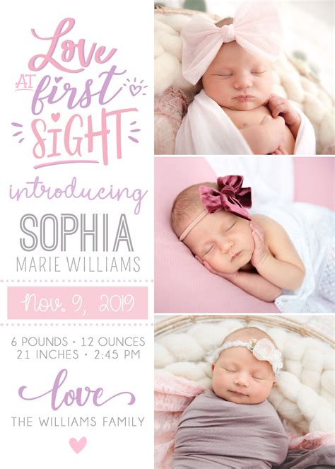 Birth Announcement Template | Birth Announcement Girl | Birth Card Girl | Birth Announcement ...