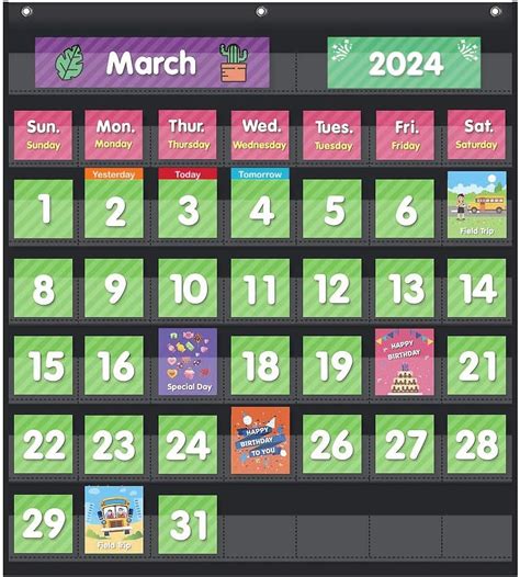 Amazon.com : Monthly Calendar Pocket Chart, Blue : Classroom Pocket Charts : Office Products