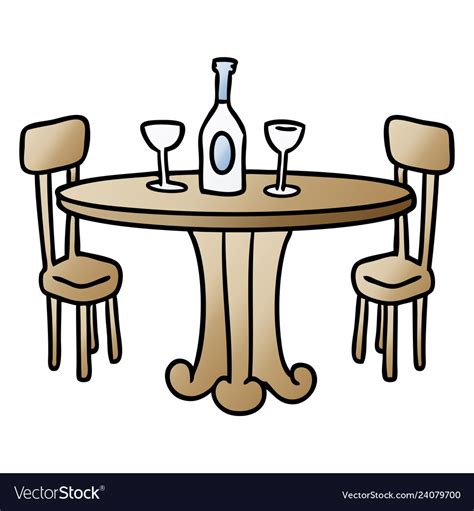 Gradient cartoon doodle dinner table and drinks Vector Image