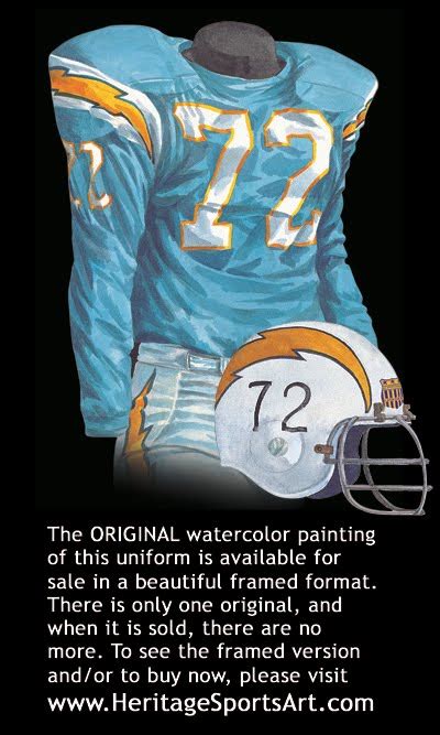 Los Angeles Chargers Uniform and Team History | Heritage Uniforms and ...