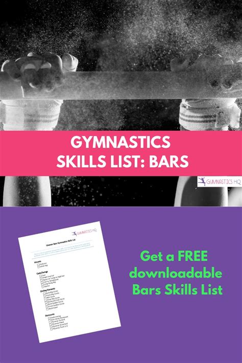 Gymnastics Skills List: Bars | Gymnastics skills, List of skills, Gymnastics