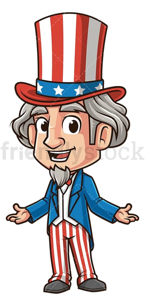 Happy Uncle Sam Cartoon Clipart Vector - FriendlyStock