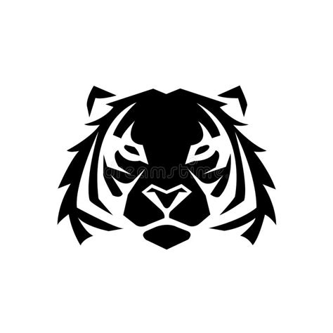 Tiger Head Silhouette White Background Stock Illustration - Illustration of face, shape: 181615298