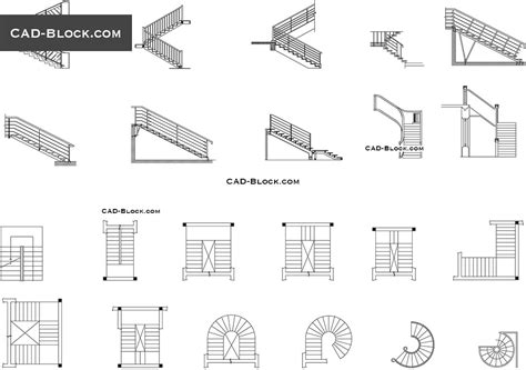 Stairs plan, elevation free CAD Blocks