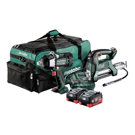 Metabo Cordless Impact Wrench Grease Gun Kit 18v 5.5Ah Li-Ion Charger AU68205650