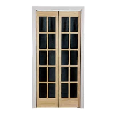 Pinecroft 30 in. x 80 in. Classic French Glass Wood Universal/Reversible Interior Bi-fold Door ...