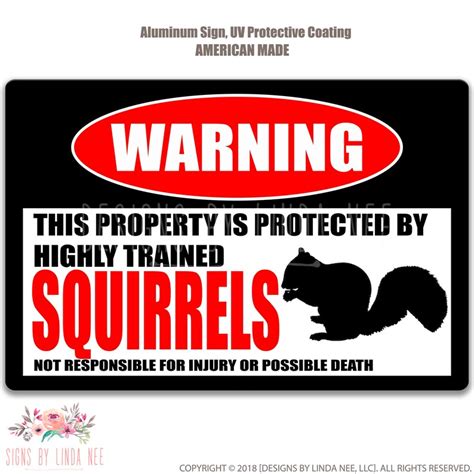 Funny Squirrel Sign Protected by Squirrels Animal Decor Pet | Etsy