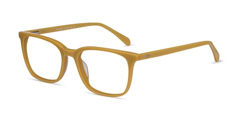 Etched Rectangle Yellow Full Rim Eyeglasses | Eyebuydirect Canada