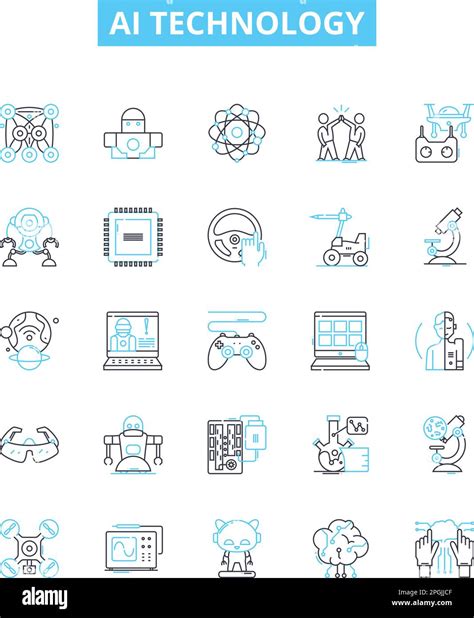 AI technology vector line icons set. AI, Technology, Artificial ...