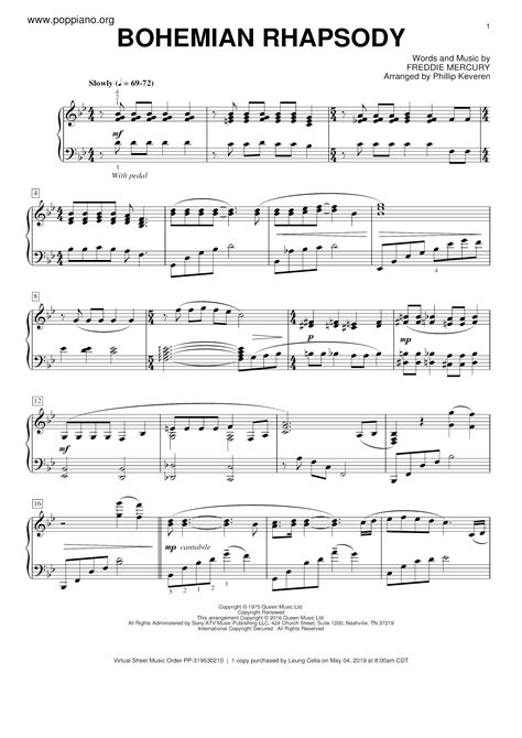 Queen-Bohemian Rhapsody Sheet Music pdf, -波西米亞狂想曲 楽譜 - Free Score ...