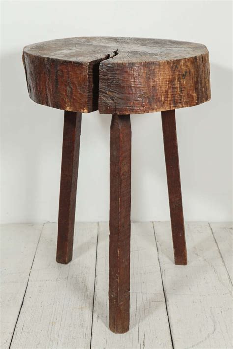 Rustic Wood Block Tall Side Table at 1stDibs | rustic wood side table ...